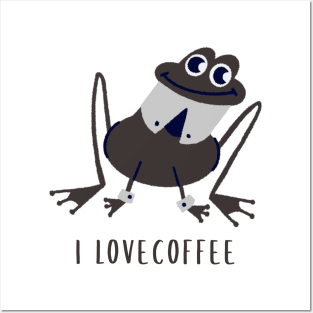 i love coffee funny  frog Posters and Art